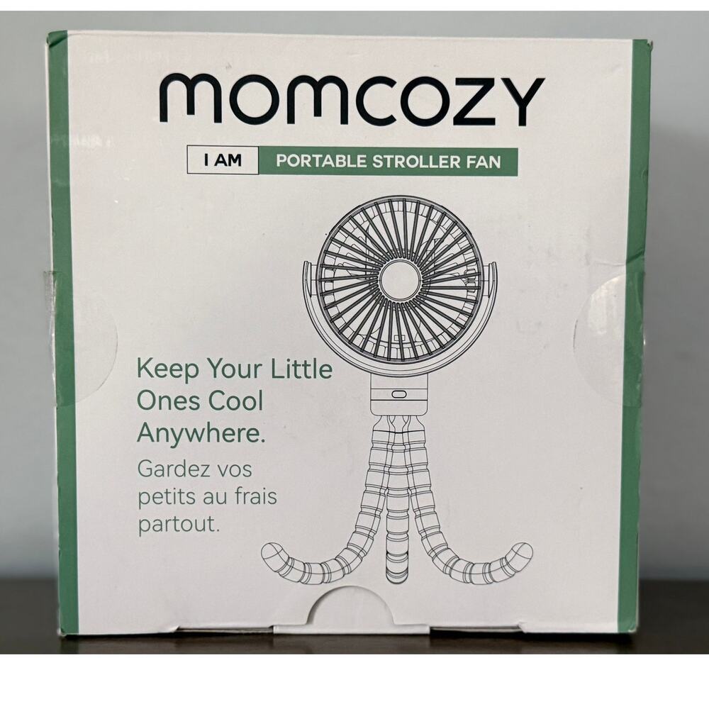 MomCozy Portable Stroller Fan Multi Uses New Sealed in Box Color Black